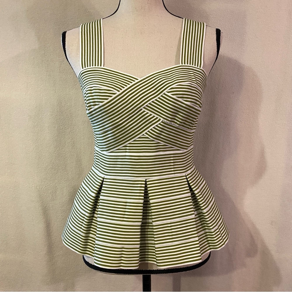 Striped Green Peplum Top